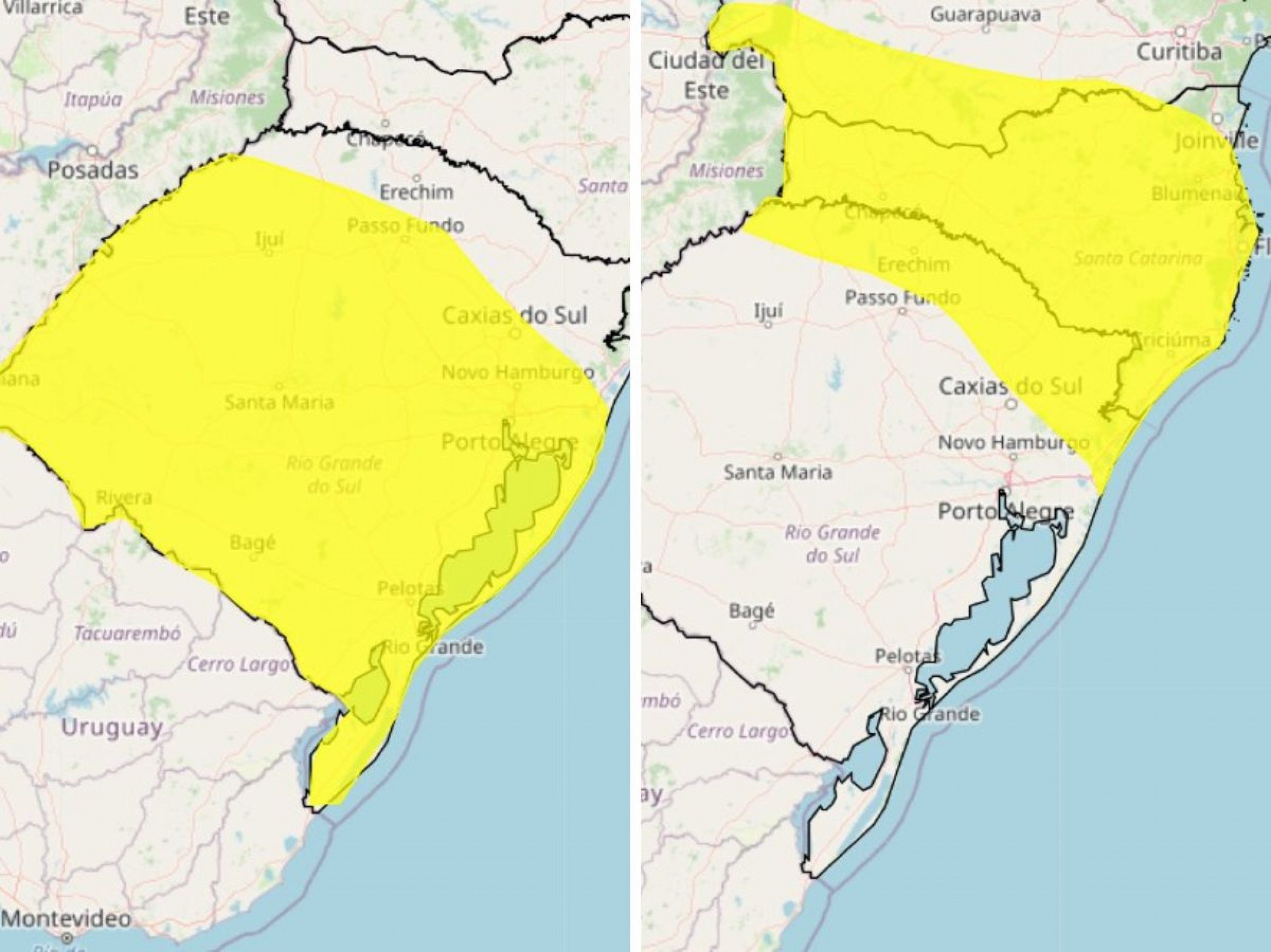 FRENTE FRIA: Rio Grande do Sul tem 2 alertas do Inmet para este fim de semana