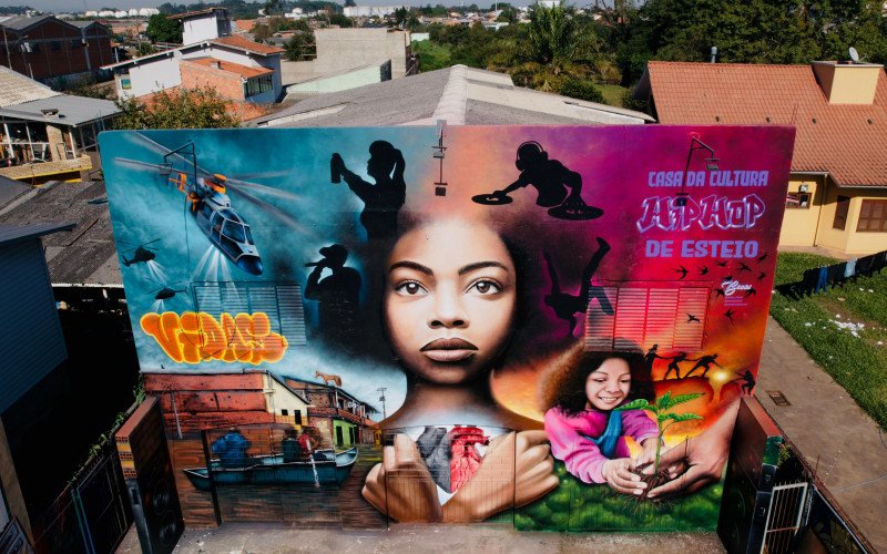 Sede da a Casa da Cultura Hip Hop de Esteio está localizada na Rua José Guimarães, 203, no bairro São Sebastião 