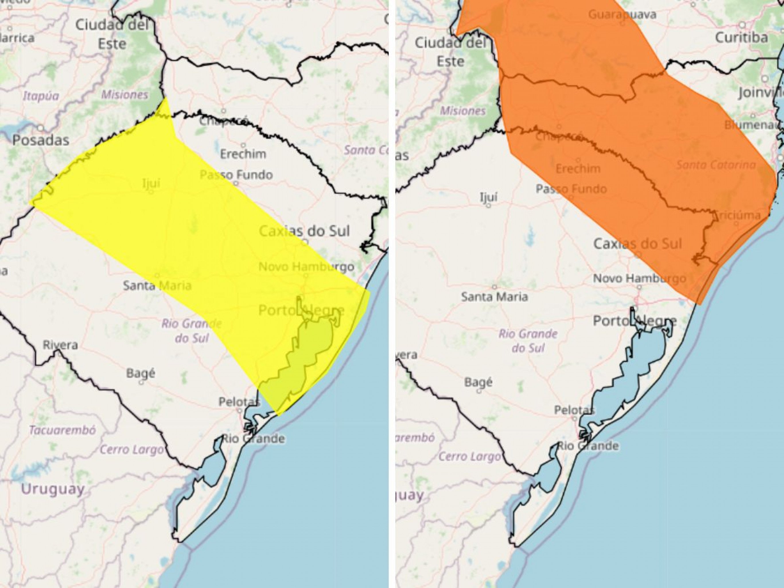 FRENTE FRIA: Inmet faz 2 alertas para chuva no Rio Grande do Sul