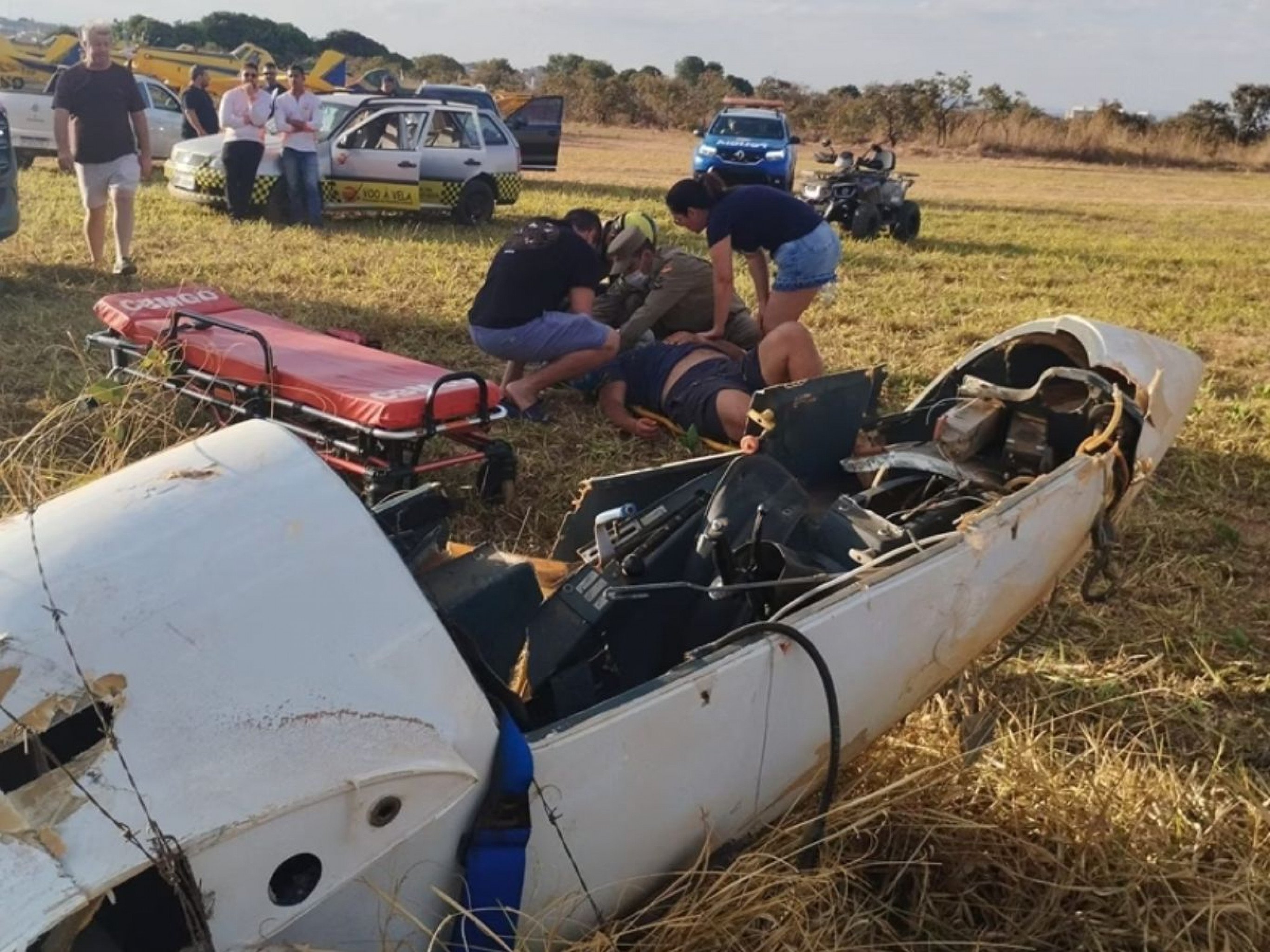 Planador se parte ao meio após colidir contra árvore