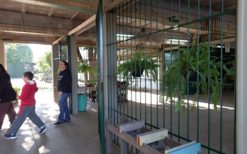 Na Escola Arnaldo Grin, crianças são recebidas por professores no segundo portão, onde os pais devem deixá-las | abc+