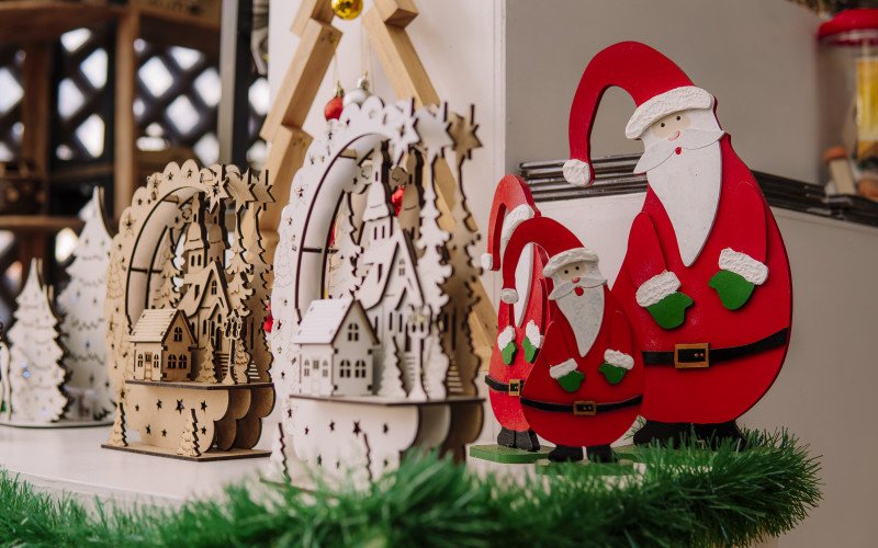 Venda de produtos na Magia do Natal, em Nova Petrópolis