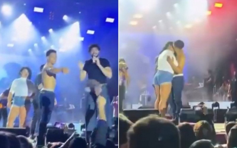Homem beija mulher no palco por R$ 1 mil a pedido do cantor Nattan | abc+