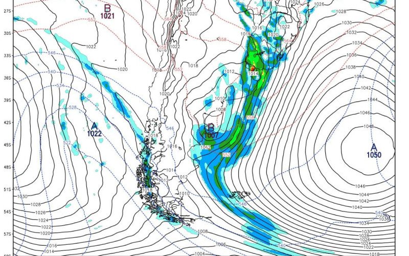 Modelo meteorológico indica centro de alta pressão de 1050 hPa no primeiro dia de setembro no Atlântico Sul | abc+