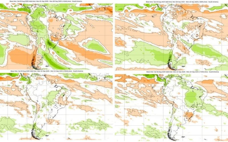 Mapas projetam anomalia de chuva em setembro no modelo de clima do Centro Meteorológico Europeu (ECMWF) | abc+