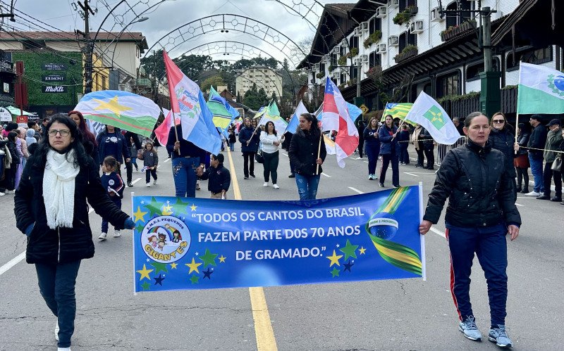 Desfile Cívico de 2025, que celebra o 7 de Setembro, homenageia os 70 anos de Gramado 