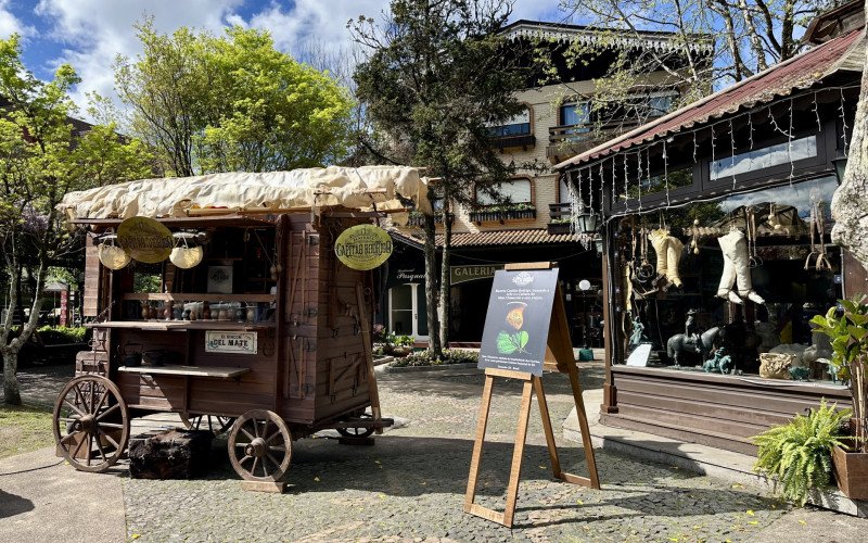 Bolanta que está na praça Major Nicoletti, durante a realização do Festival Gaúchos