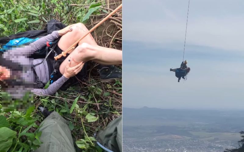 Mulher é resgatada por helicóptero após queda de parapente no Morro Ferrabraz | abc+