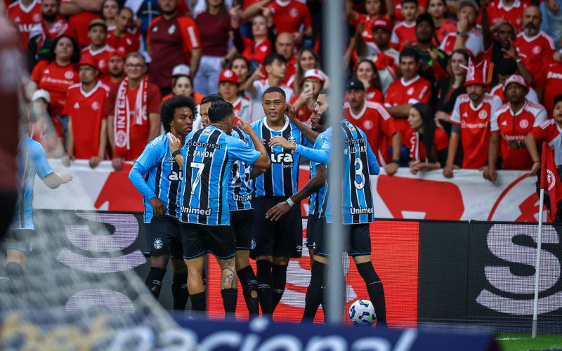 Jogadores do Grêmio comemoram no Beira-Rio | abc+