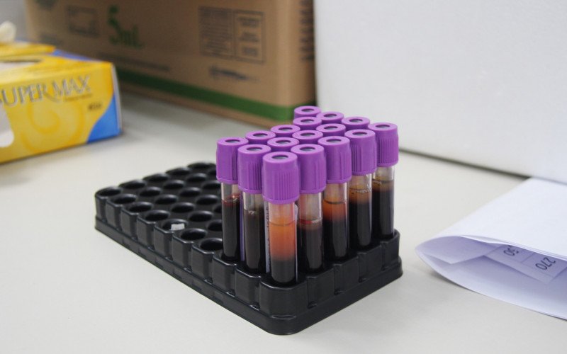 Voluntários coletam 4 mls de sangue para análise de medula