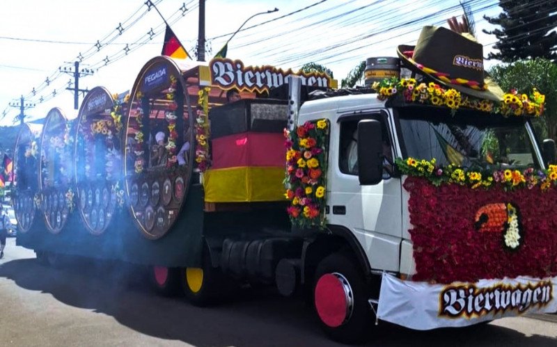 Passagem do Bierwagen pelas ruas de Dois Irmãos
