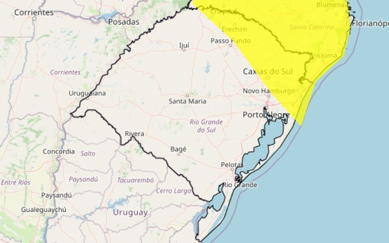Perigo potencial: Inmet alerta para tempestades com ventos fortes e queda de granizo em parte do RS