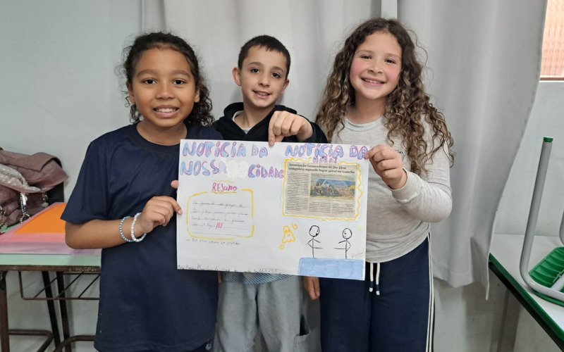 Alunos analisam matérias do Jornal de Gramado para produzir trabalhos escolares