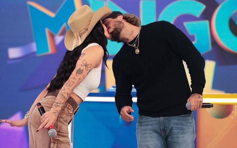 Ana Castela e Zé Felipe se beijaram no palco do Domingo Legal | abc+