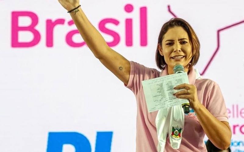 Michelle Bolsonaro em evento do PL Mulher no município gaúcho de Soledade