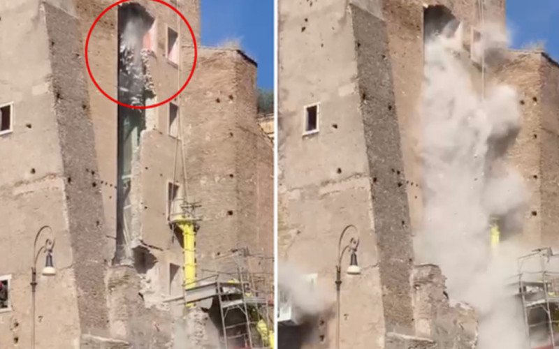 Torre medieval em Roma desaba parcialmente durante obras de renovação e deixa feridos | abc+