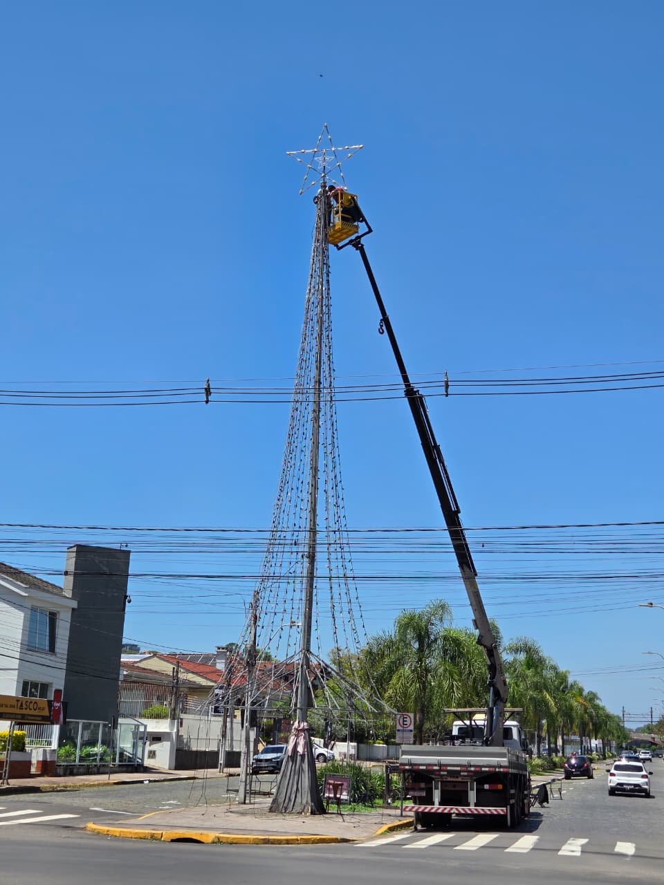 Árvore do Heinz já está montada na Rua Independência esquina com Avenida João Corrêa