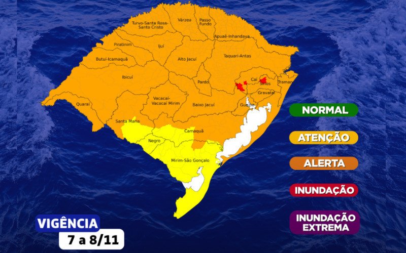 Áreas do Rio Grande do Sul com risco hidrológico nos próximos dias | abc+