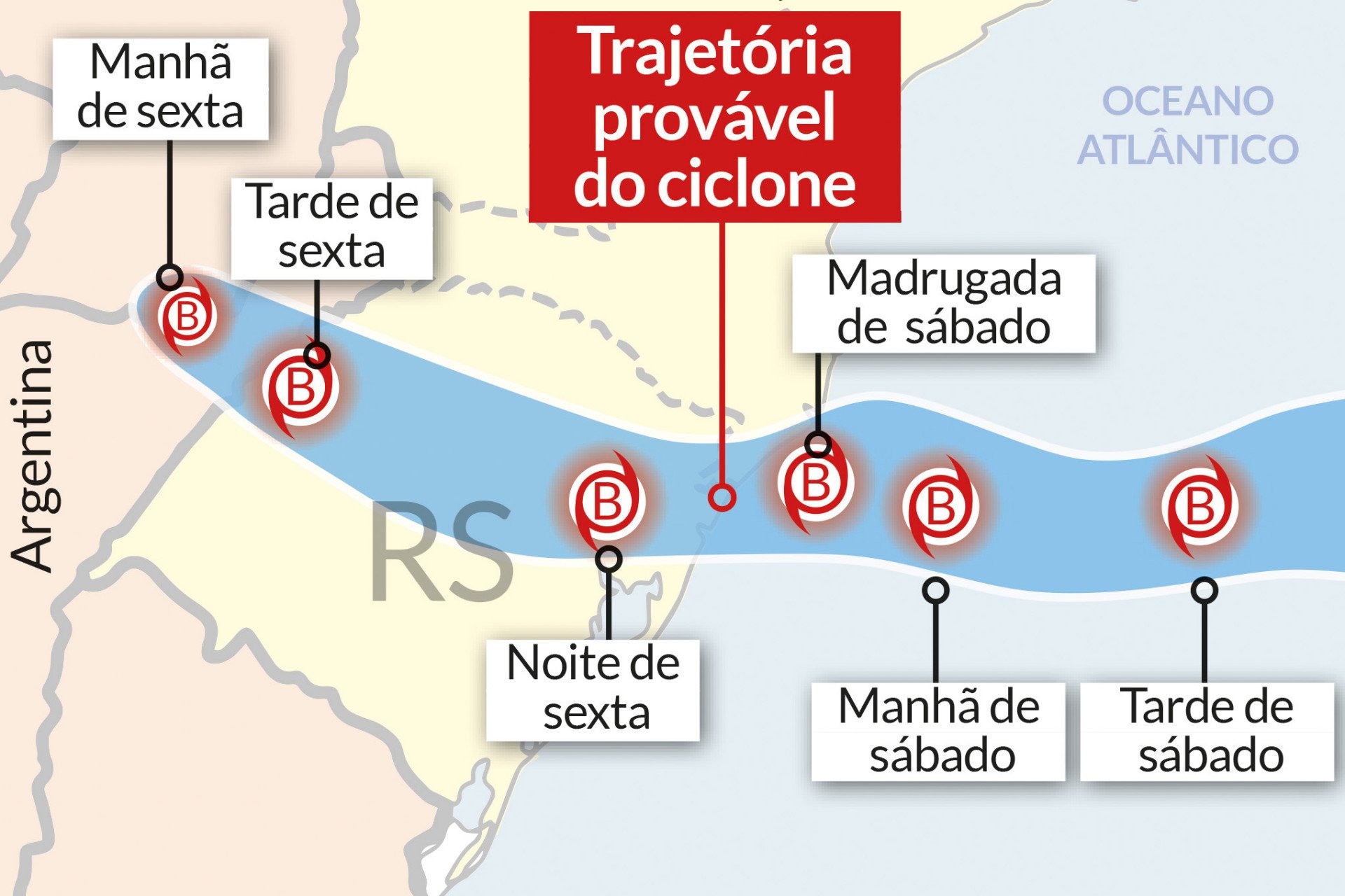 Trajetória do ciclone | abc+
