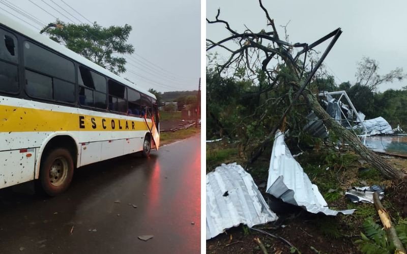 Ciclone causa destruição em município do extremo-oeste de Santa Catarina