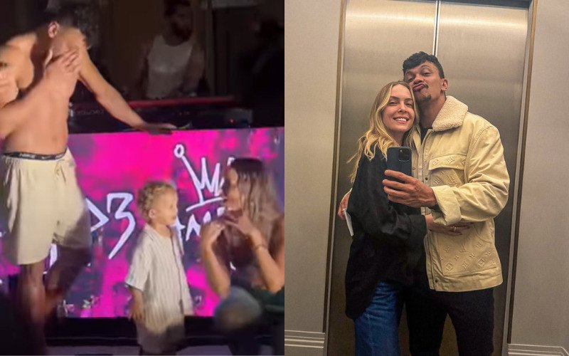Tata Estaniescki e Júlio Cocielo se beijam durante festa de aniversário da influenciadora | abc+