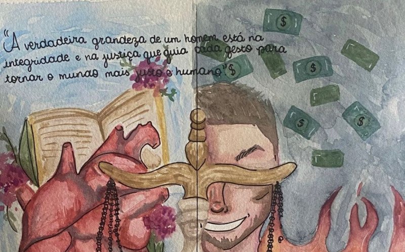 Desenho de Júlia Oppermann Kipper, da Escola Cristo Rei, foi o campeão do Projeto Escola Íntegra (PEI), do governo do Estado