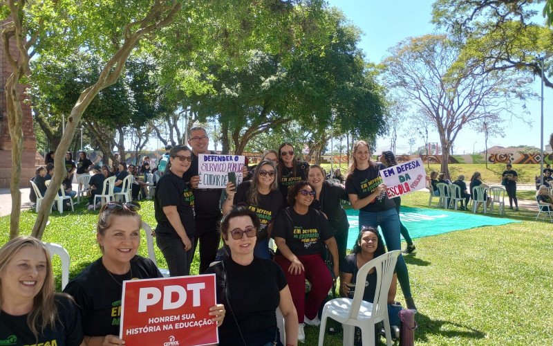 Categoria fez manifesto na Praça do Imigrante ontem