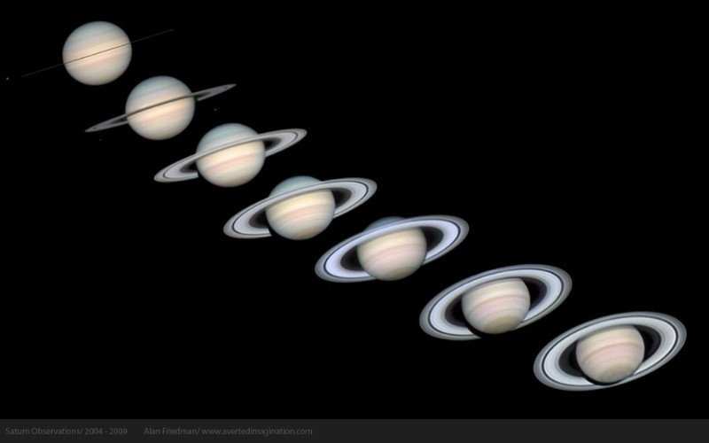 Orbitando o Sol em um ângulo de 26.7 graus, os anéis de Saturno ficam “descendo e subindo”  | abc+