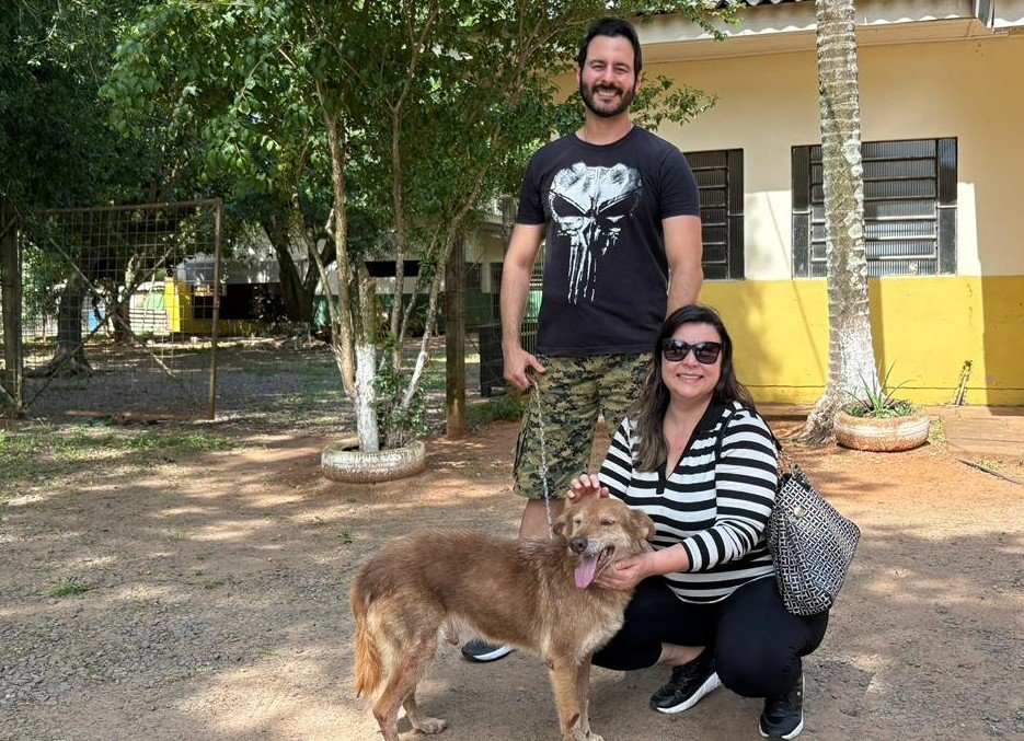 Cachorro Lobão foi adotado por Chris Hoppen e Camilo Hoppen