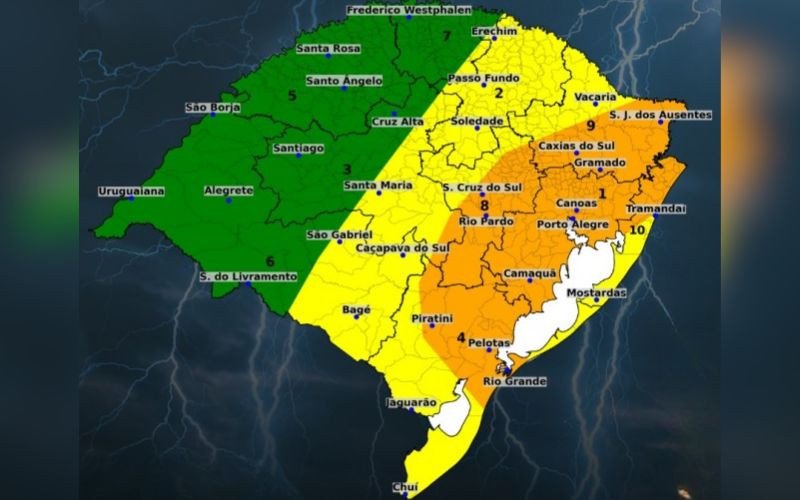 Mapa aponta áreas com risco meteorológico no Rio Grande do Sul | abc+