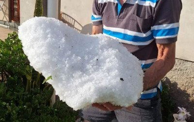 Temporal com granizo dura 30 minutos e destrói plantações na região; veja imagens