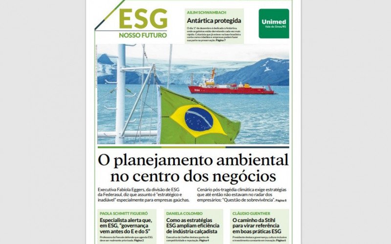 Capa do suplemento especial ESG de novembro do Grupo Sinos | abc+