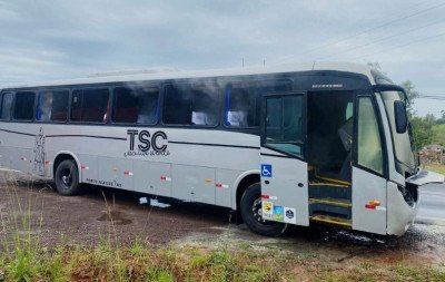 VÍDEO: Micro-ônibus pega fogo às margens da RS-239