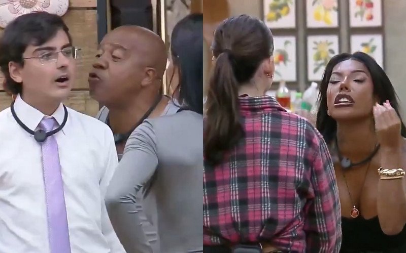 Dudu Camargo e Toninho Tornado brigaram ao mesmo tempo que Duda e Carol Lekker gritavam uma com a outra, em A Fazenda 17 | abc+