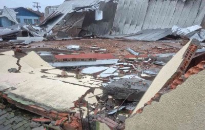 VÍDEO: Vendaval causa destruição na Serra gaúcha horas antes da chegada de ciclone