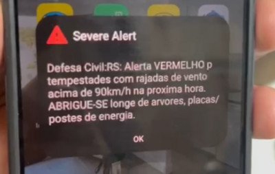 Região metropolitana do RS volta a receber alerta máximo para tempestades e ventos fortes