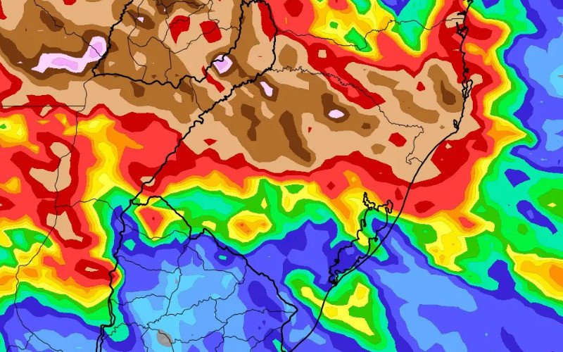 Locais do mapa, na cor marrom, indicam volumes superiores a 200mm | abc+