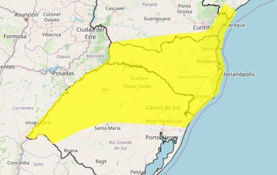 Instabilidade aumenta e traz risco de tempestades ao Sul do Brasil nesta quinta-feira
