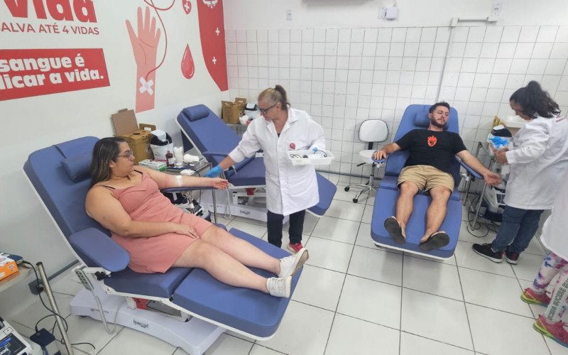 Mônica e Moacir doaram sangue na primeira ação de coleta do ano no posto leopoldense 