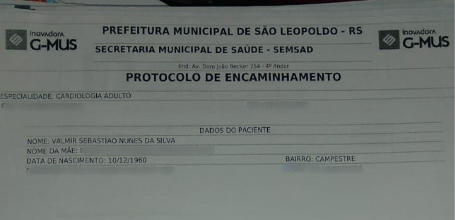 Valmir recebeu encaminhamento para cardiologista após ter sofrido infarto, em fevereiro de 2025