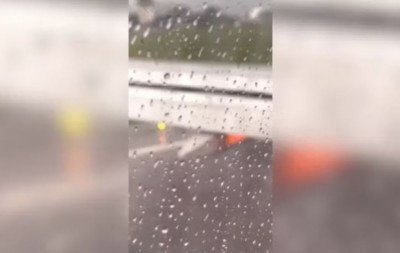 "Fiquei com muito medo": Turbina de avião pega fogo antes de decolagem em Santa Catarina