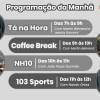 AO VIVO: Assista aos programas Tá na Hora, Coffee Break, NH10 e 103 Sports desta sexta-feira, 5