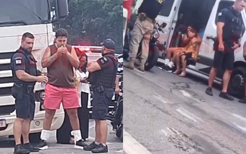 Imagens mostram Pedro Henrique antes de internação, sentado em ambulância com uma mulher