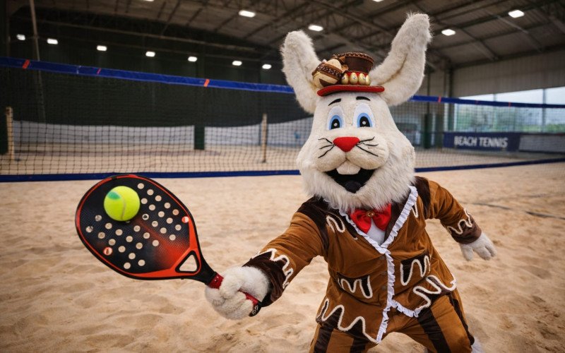 Pascoalino já entrou nas quadras de areia para jogar beach tennis