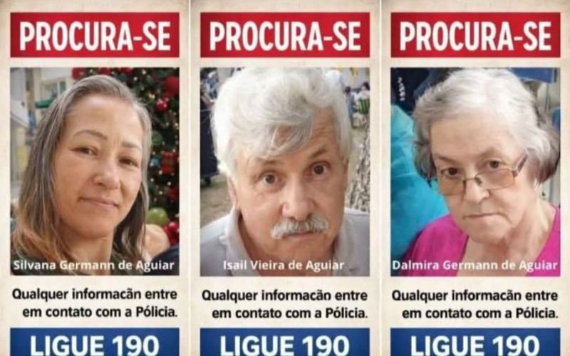 Silvana Germann de Aguiar e os pais idosos Isail Vieira de Aguiar e Delmara Germann de Aguiar não são vistos desde o fim de semana do dia 24 de janeiro