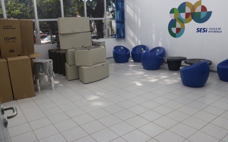 Escola do Sesi nos preparativos finais para receber os alunos no dia 9 de fevereiro