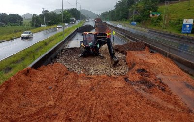 Dano no pavimento interdita pista da BR-101, em Torres