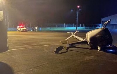 Ladrões tentam furtar helicóptero, mas caem durante decolagem em aeroporto