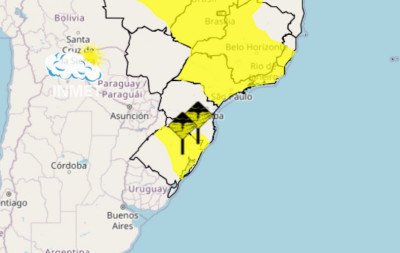 Chuva intensa com acumulado de até 50 milímetros pode atingir regiões do RS nas próximas horas, diz Inmet