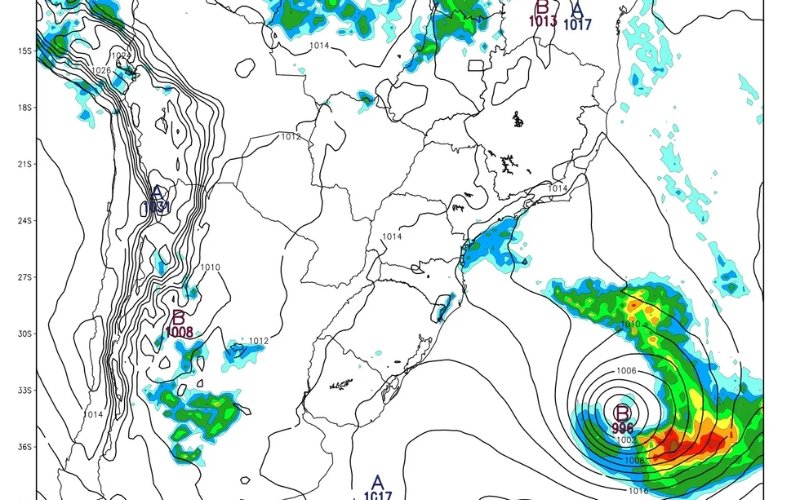 Ciclone extratropical e temporais isolados: &Aacute;rea de baixa press&atilde;o transforma tempo no RS